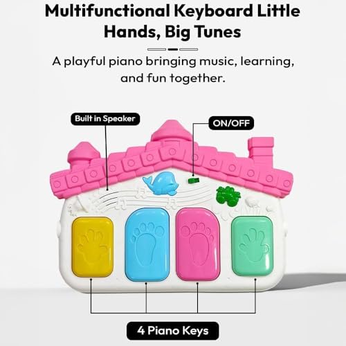 Image of Uonibaby by StarAndDaisy Baby Play Gym mat, Kick & Play Gym mat with Piano for Baby, Infants & Toddler Gym, Hanging rattles Toys and Fitness Rack (Blue)