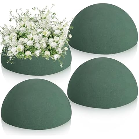 LOKIPA Floral Foam Round, 4 Pack Floral Dry Foam Half Ball for Artificial Plant Floral Arrangement and Wedding and Garden Decorations(5.51x2.76inch) Cover
