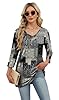 OFEEFAN Holiday Shirts Long Tunic Tops For Teachers T Shirts For Women Floral 05 2XL #2