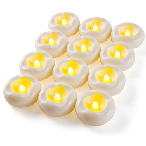 12 Stück 5,1 cm LED schwimmende Kerzen, 180 Stunden Schwimmkerzen für Pool, geeignet für romantische Hochzeitsmittelstücke/Badezimmer/Pool/Brunnen
