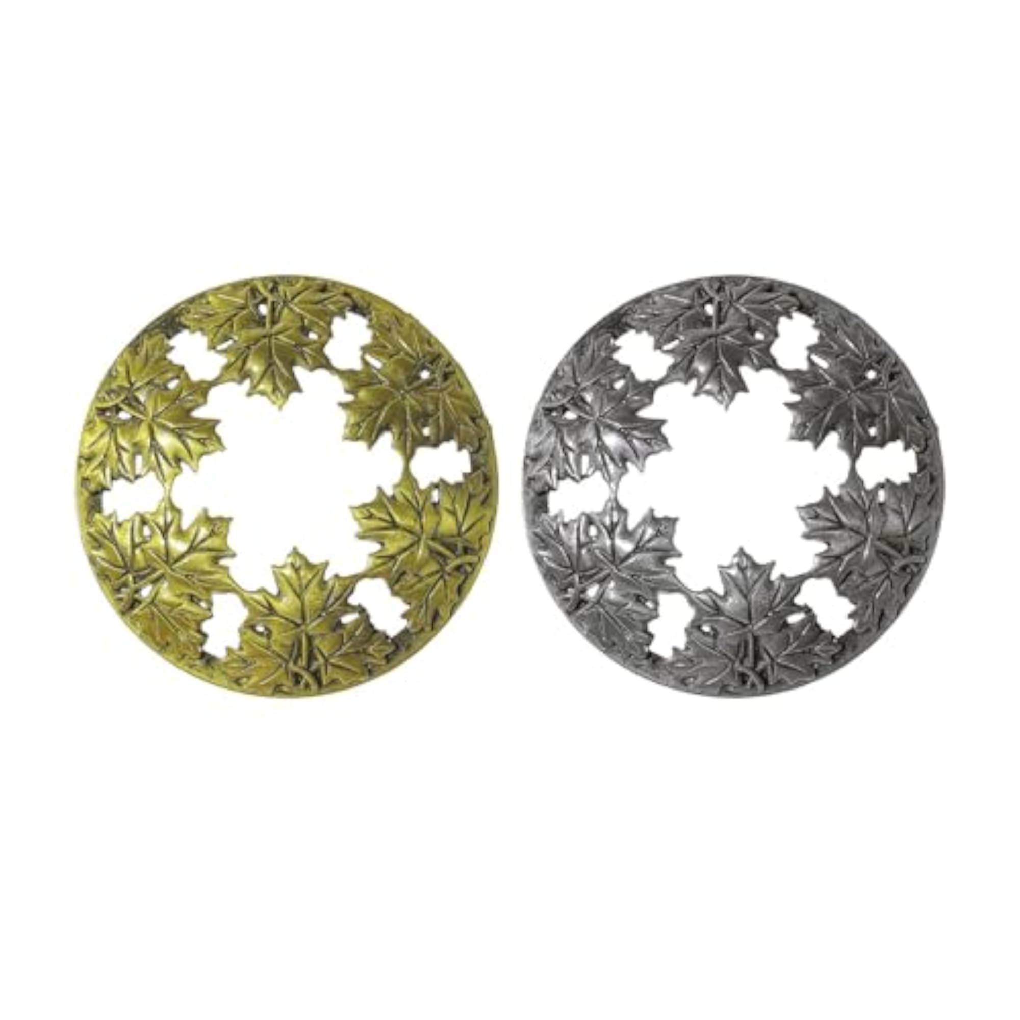 3x Candle Topper Maple Leaf Decor, Bronze