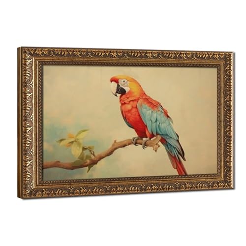 Peinture perroquet tropical : affiche sur toile 30x45 cm oiseaux de la jungle pour décoration
