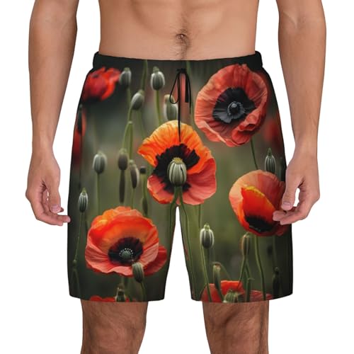Short de bain séchage rapide homme maillot imprimé floral rouge