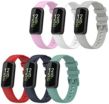 Lemspum Sporty Wristbands Compatible with Fitbit Inspire 3 Health Tracker Replacement Accessories Soft Silicone Watch Bands for Inspire3 Fitness Tracker Small 5.5"-8.1", Multicolored 6 Packs