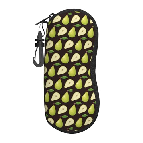 TZTTZT - Funda para anteojos de sol de color verde lima y pera, funda de lectura con gancho, funda de neopreno suave y ligera con cierre para mujeres y hombres