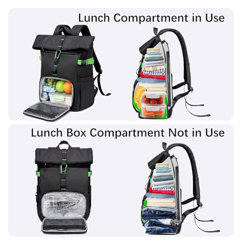 LOIDOU Laptop Backpack with Lunch Box Compartment for Men Women, 15.6 Inch TSA Large Work Backpack Lunch Bag, Water Resistant Expandable Rolltop Backpacks Gifts for Commute, Office, College, Black3