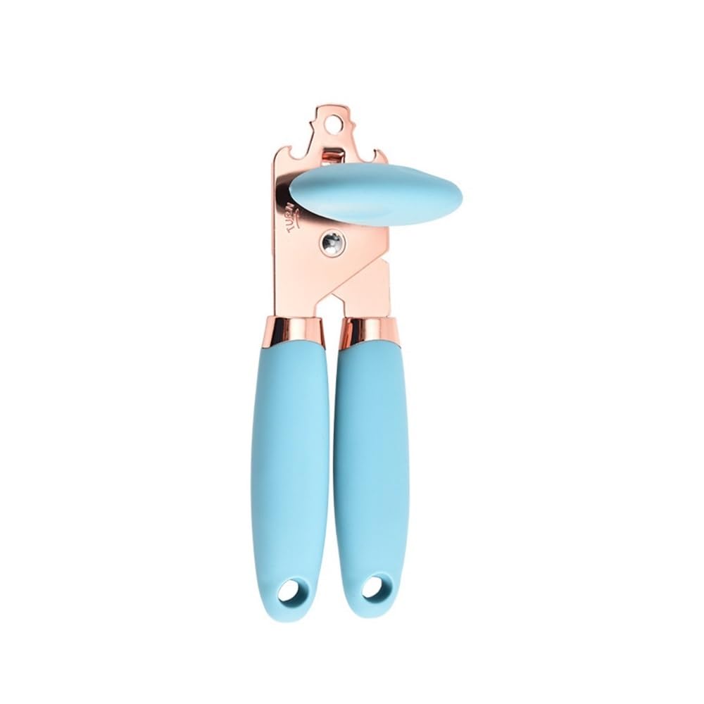 Ouvre-boîte manuel bleu anti-coupure en acier inoxydable pour cuisine sereine