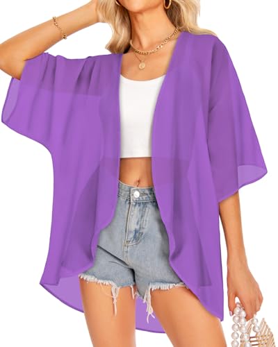 Image of Women Kimono Cardigans Casual Summer Tops Cover up Open Front Floral Print Resort Wear 2026