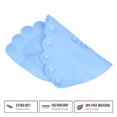 Image of Kuber Industries Bath Mat | PVC Bathroom Mat | Shower Bath Mat | Foot Shape Bath Tub Mat | Foot Massager Mat | Anti-Skid Floor Mat | Shower Mat | Pack of 2 | Sky Blue