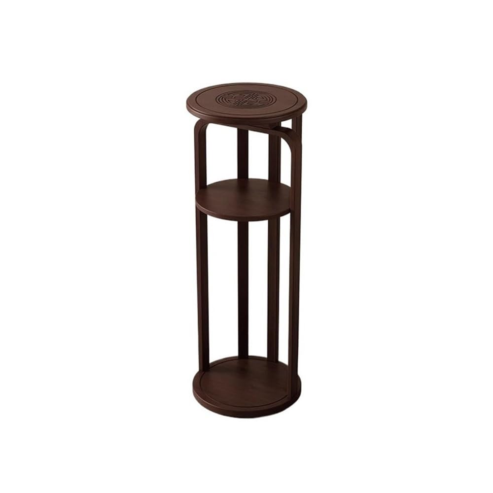 birene Vase Stand Vintage Carving Bonsai Stand Rack, Bamboo Plant Shelf for Indoor Outdoor Decoration