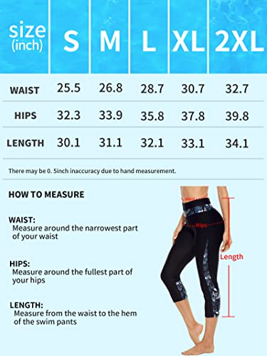 Alove Long Board Shorts For Women High Waist Swim Shorts Upf 50+ Wetsuit Pants L #TOP5