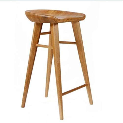 Tabouret de bar en bois massif noble avec assise de selle et plaque de protection