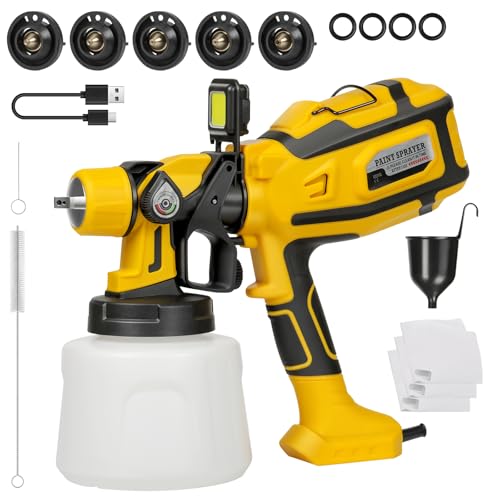 GALAX PRO 850W HVLP Pistolet Peinture Electrique, Pistolet à Peinture 1400ml avec 5 Buses (0.8-2.5mm) & 3 Motifs, Débit Réglable pour Meubles, Clôtures,...