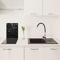 DarHaus Herdabdeckplatte Einteilig 40x52 cm Ceranfeld Abdeckung Glas Spritzschutz Abdeckplatte Glasplatte Herd Ceranfeldabdeckung Deko Gehärtetes Glas Schwarz – Ansicht 3