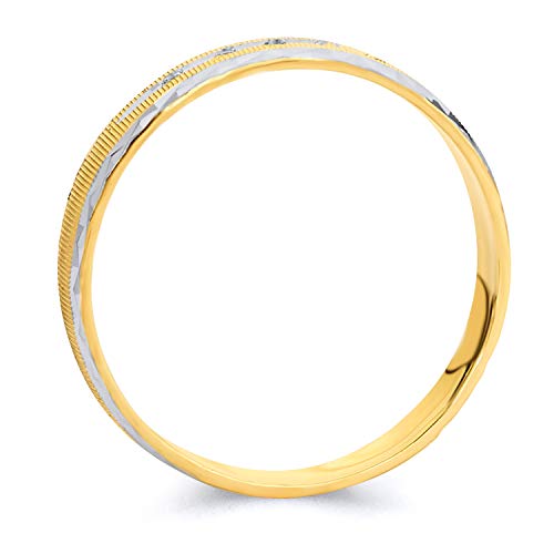 Wellingsale Ladies Solid 14k Two 2 Tone White and Yellow Gold Polished Diamond Cut CZ Cubic Zirconia Wedding Ring Band2