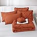 JOLLYVOGUE Queen Comforter Set 7 Pieces, Burnt Orange Bed in a Bag Comforter Set for Bedroom, Bedding Comforter Sets with Comforter, Sheets,Ruffled Shams & Pillowcases