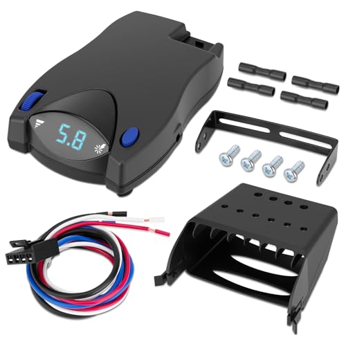 Electronic Brake Controller Compatible with Ford GM Chevy Dodge RAM Toyota Jeep with 2 4 6 and 8 Brakes (1-4 axles), LED Display,Plug and Play, Replace#90885