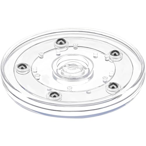 Kepfire 10 cm Clear Acrylic Lazy Susan Turntable Organizer Ball Bearing Revolving Display Base Kitchen Spice Rack Cake Makeup Table Decorating