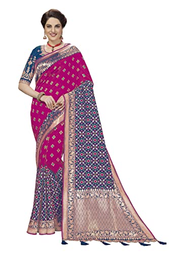 Nivah Fashion Patola Banarasi Sari en soie avec chemisier pour femme, Morpich, taille unique Cover