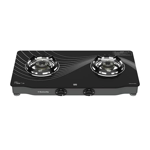 Butterfly Renz 2 Open Burner 3 Star Glass Top Gas Stove | Fan Shield | Leak Proof European Valve | Rust Resistant Frame | Patented Lift Lock | 8Mm Tempered Designer Glass | 2 Years Product Warranty
