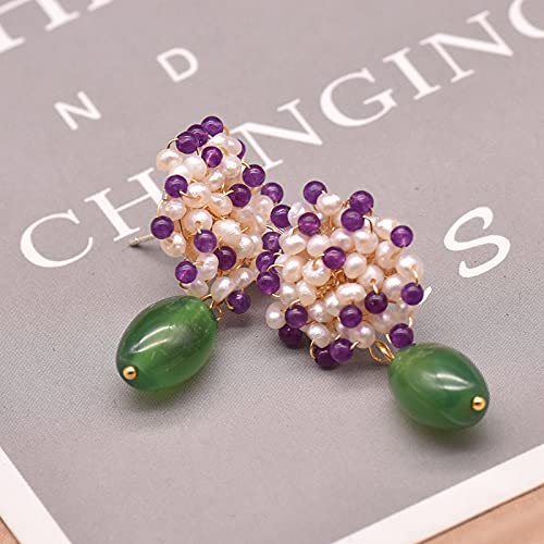 SALAN Orecchini di Perle Naturali per Le Donne Orecchini A Bottone A Forma di Fiore in Argento Sterling 925 Raffinati Gioielli da Donna