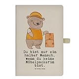 Mr. & Mrs. Panda DIN A4 Baumwoll Notizbuch Möbelpackerin Herz - Geschenk, Umzugsfirma, Skizzenbuch, Beruf, Schreibbuch, Umzugsservice, Notizblock,