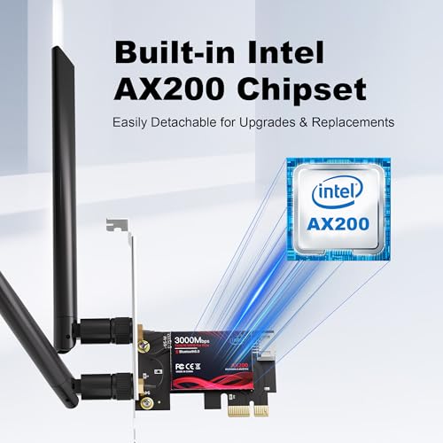 WiFi 6 PCIe Card for Gaming PC with Bluetooth 5.2,3000Mbps Ultra-Low Latency,WPA3 Security,4K Streaming/VR Ready'Windows 11/10 Dual Band Adapter by BZIZU - Used condition - Image 3