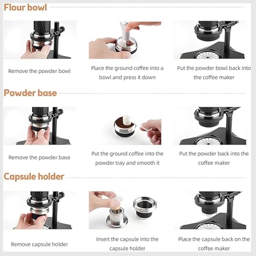 KHZKHC Manuelle Espressomaschine, tragbare Kaffeemaschine, 9–12 bar Variabler Druck, 100 ml Wassertank, abnehmbares Design, für Camping, Reisen und Outdoor 9 KHZKHC Manuelle Espressomaschine, tragbare Kaffeemaschine, 9–12 bar Variabler Druck, 100 ml Wassertank, abnehmbares Design, für Camping, Reisen und Outdoor