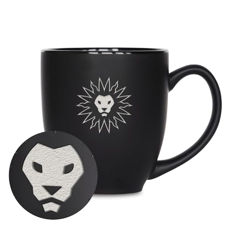 Rico Industries NCAA Loyola Marymount Lions 15oz Laser Engraved Matte Black Ceramic Bistro Mug - for Hot or Cold Drinks