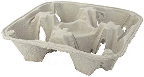 Thali Outlet White, Beige - 90 X 4 Cup Holder Biodegradable Carrier Moulded Pulp Fibre - For Cold Drinks Tea And Coffee Cups