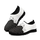 Howilath Black & White Polka Dot Musical Notes Slip on Loafers for Women Slip-on Walking Sneakers Hands Free Shoes Casual House Shoes with Anti-Slip EVA Sole