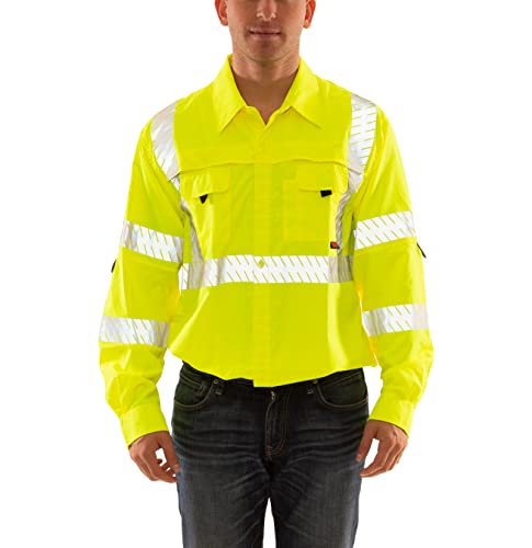 Image of Tingley Job Sight S76522 High Visibility Class 3 Sportsman Shirt, 2X, Fluorescent Yellow-Green