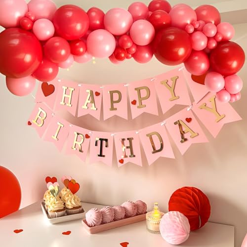 Image of Pink Red Balloons Valentines Balloons 60pcs 12 Inch Red and Pink Latex Balloon for Birthday Valentines Bridal Shower Anniversary Party Decorations