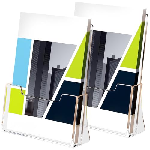 GBKDQQ Acryl Prospektständer: 2 Stück Transparenter Prospekthalter, A5 Größe, Freistehender Flyerständer, Für Büro, Messe Und Restaurant (Transparent)