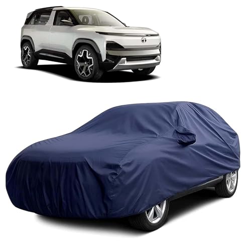 Image of Sulfar 100% Water Resistant Car Body Cover Compatible with Mirror for Tata Sierra (Triple Stitched, Full Bottom Elastic, Navy Blue)