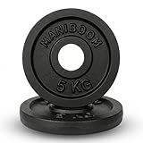ManiBoom Discos de Pesas Hierro Fundido – Placas para Mancuernas y Barra 25mm (Estándar 1') – Discos Gym Macizos No Cemento – Sets Disponibles: 1.25kg, 2.5kg, 5kg, 10kg (2 x 5 KG)
