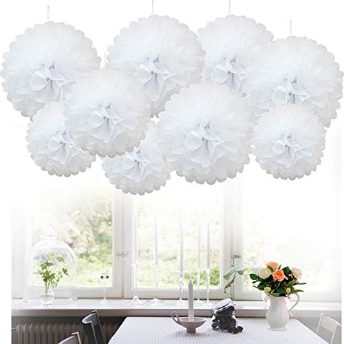 Time to Sparkle 9 Pack Mixed Tissue Paper Pompoms Pom Poms Flower Wedding Party Decoration (9X Poms-Pastel)