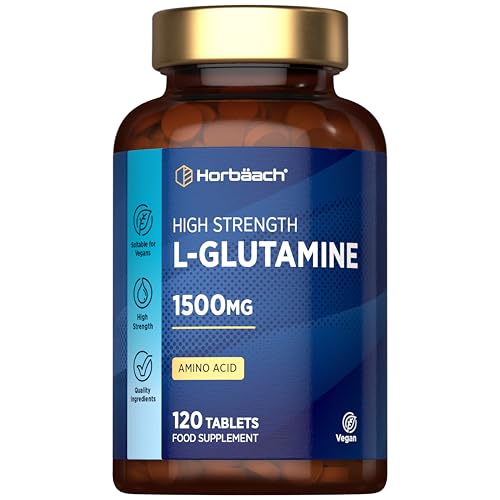 L-Glutamine Tablets 1500mg | 120 Count | High Strength Amino Acid | Suitable for Vegans and Vegetarians | by Horbaach