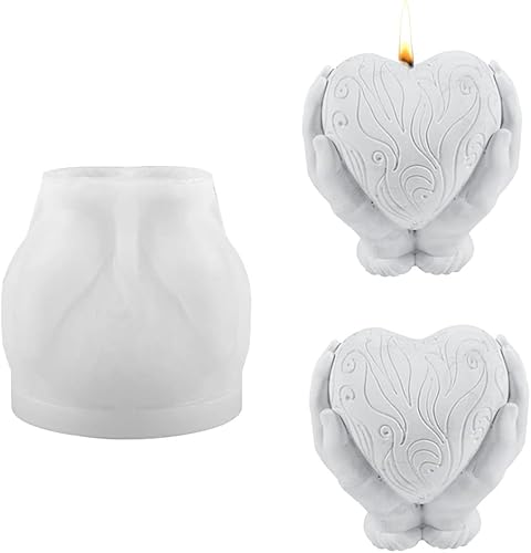 Miniatura 9 de Zayookey Molde de resina de corazón de mano, moldes de silicona para velas de corazón, regalo del día de San Valentín, vela 3D, molde de resina