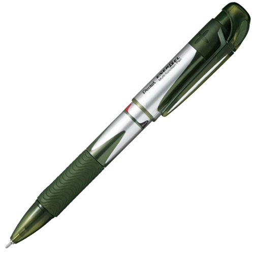 Pentel Twist Multi-Pen Energel, Needle Ballpoint Pen Ink + 0.5mm Pencil, Black/Red (BLW5-D)