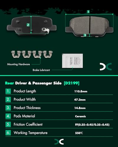 Image of SCITOO D2215 D2199 8PCS Front and Rear Ceramic Brake Pad Sets | Fit 2020-2022 For Hyundai For For Palisade 3.8L,2020-2022 For Kia For For Telluride 3.8L