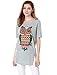 Allegra K Women Short Sleeve Owl T Shirt Side Split Loose Fit Tee L Light Grey