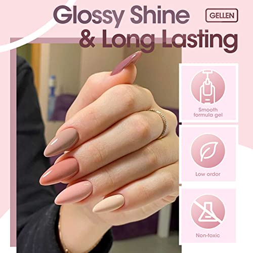 Gellen Gel Nail Polish Kit - 39Pcs Spring Summer Gel Polish Starter Kit, Trendy Uv Nail Gel Polish Nude Grays Rainbows, With Matte& Glossy Top Base Coat Gel Nail Kit Home Manicure Kit #TOP3
