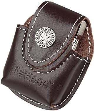 FIREDOG Zippo Lighter Pouch, Leather Zippo Lighter Case Holder with Clip for Belt