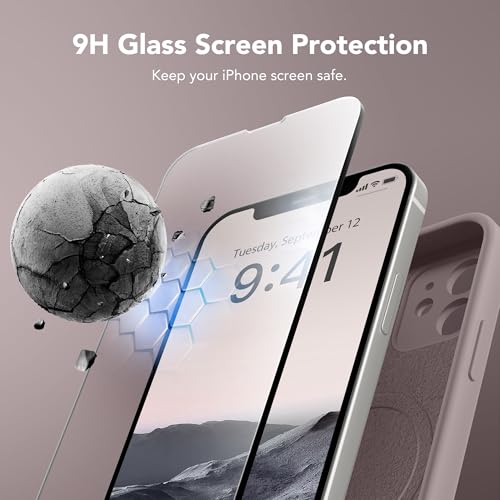 Image of Magnetic for iPhone 12 Case, Compatible with MagSafe, [Full Camera Protection][Screen Protector] Silicone Shockproof Protective Phone Case for iPhone 12 6.1 inch, Hazel