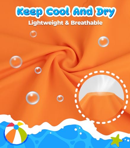 Boys Rash Guard Swim Shirts - Long Sleeve UPF 50+ Sun Shirts for Toddler Kids, Sun Protection SPF Water Surfing Shirts Orange — view 4