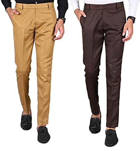 Image of Formal Pants for Men | Men's Slim fit Formal Pant Combo | Non Stretchable Trouser | Office wear Trousers