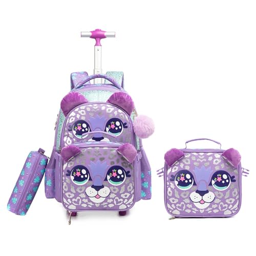 Kit Mochila Escolar Gatinho Infantil Lancheira Rodinha