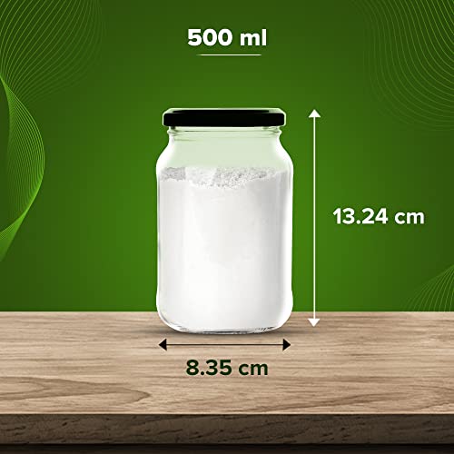Image of SAND DUNE Storage Glass Jar Set, Transparent | BPA Free | Storage Jar Containers /Barni for Kitchen for Aachar Pickle, Dry Fruits and Spices (500ml, Pack of 3)