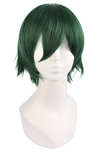MapofBeauty Mens Short Straight Wig Cosplay Costume Wig (Pine Green)